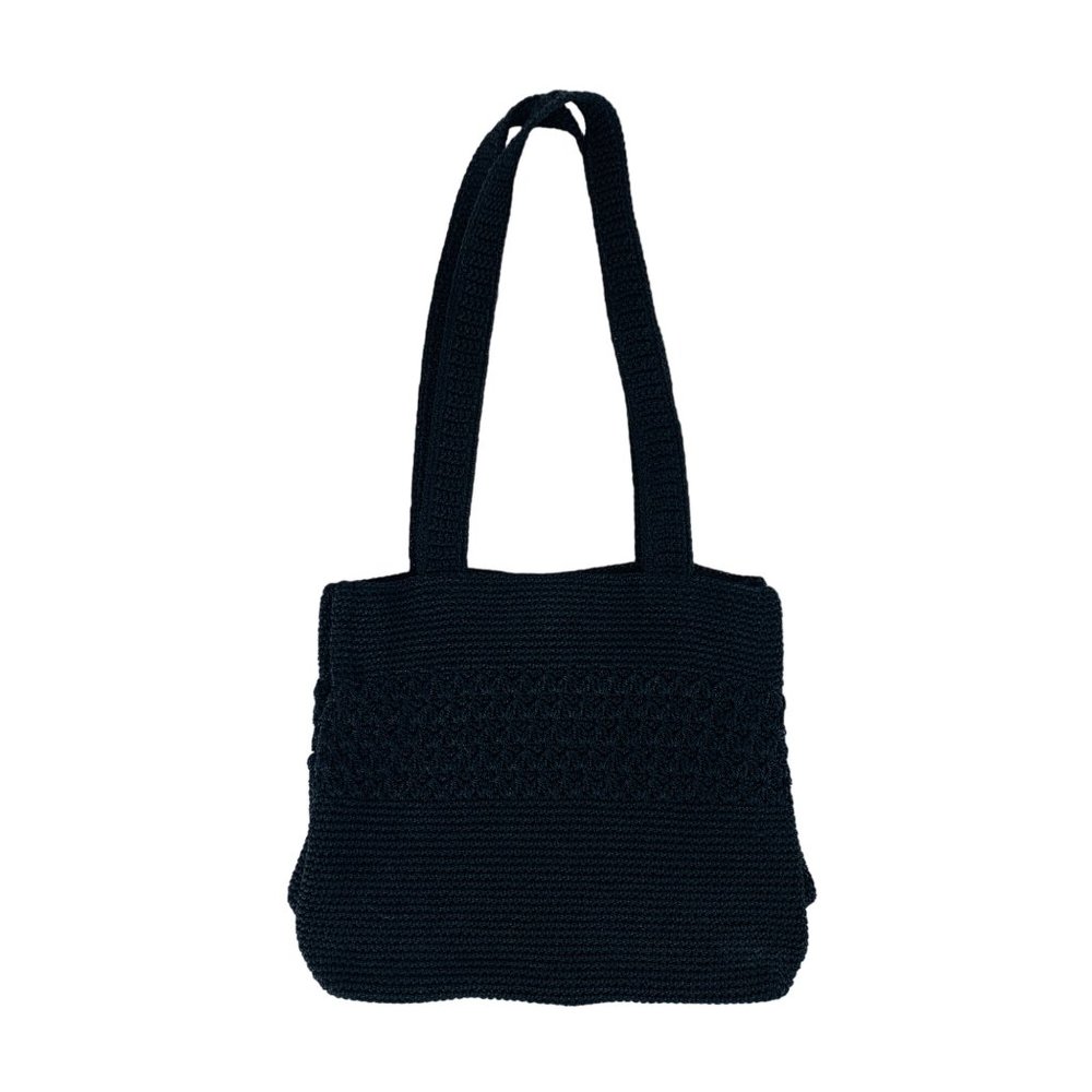 Worthington Black Woven Crochet Shoulder Bag Purse Y2K
